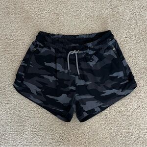 Athleta Girl Black and Gray Athletic Shorts with Modern Camo